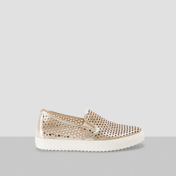 Kenneth Cole New York Foxy King Leather Perforated Sneaker - Gold
