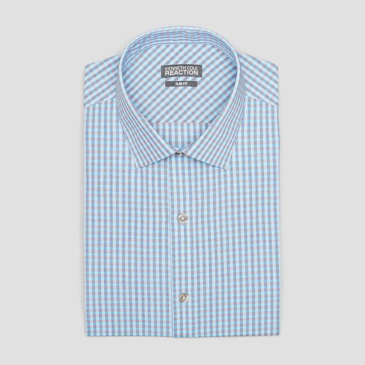 Reaction Kenneth Cole Long Sleeve Slim Fit Dress Shirt - Pool Blue