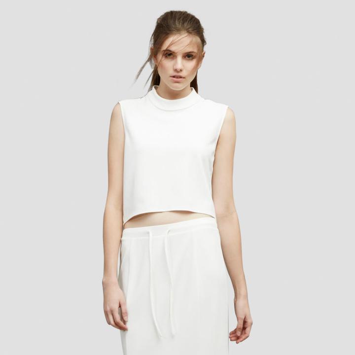 Kenneth Cole Black Label Stretch Shell Crop Top - White
