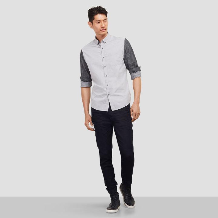 Kenneth Cole New York Long-sleeve Linen Pocket Shirt - Dim Grey Cb