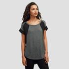 Kenneth Cole New York Chiffon Inset Raglan Tee - Flnl Grey/black