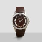Kenneth Cole New York Silver Transparent Watch With Brown Leather Strap - Neutral