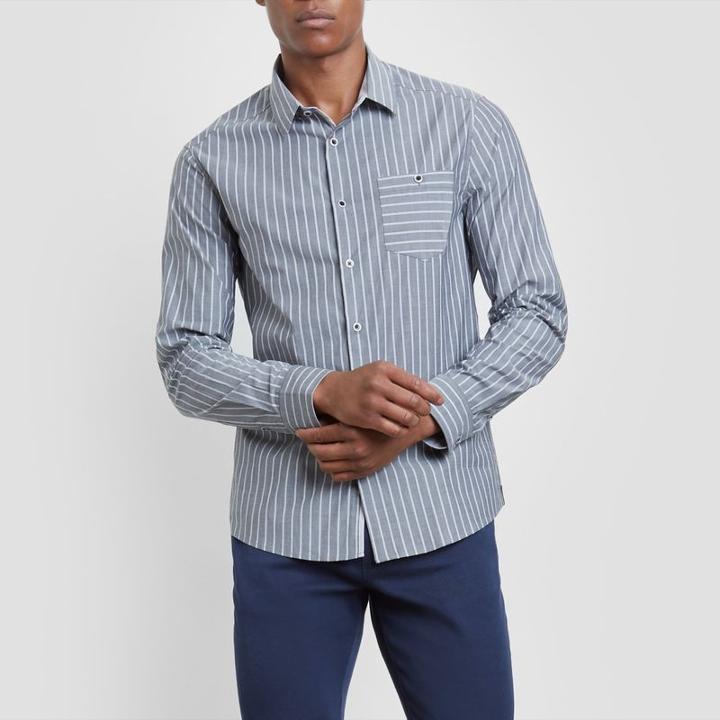 Kenneth Cole New York Long-sleeve Bold Stripe Shirt - Black