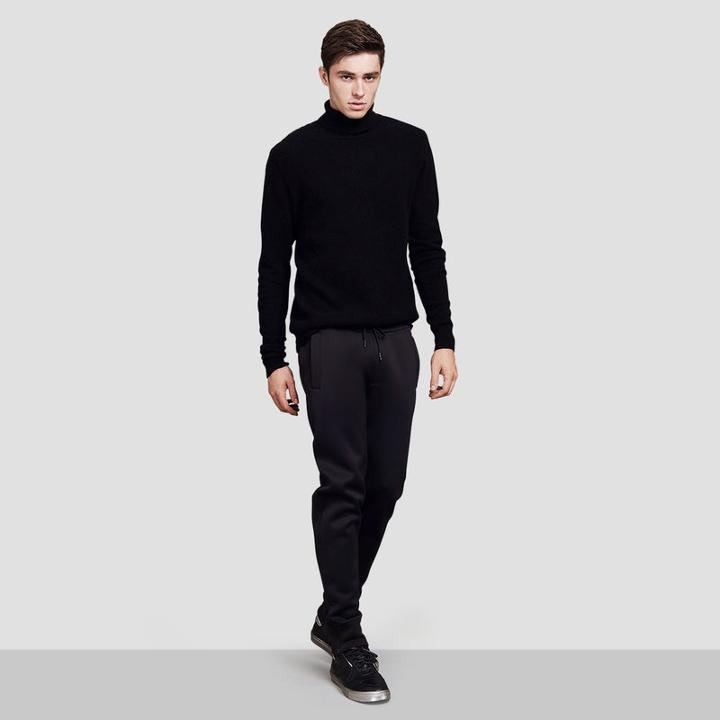 Kenneth Cole Black Label Textured Cashmere Turtleneck Sweater - Black