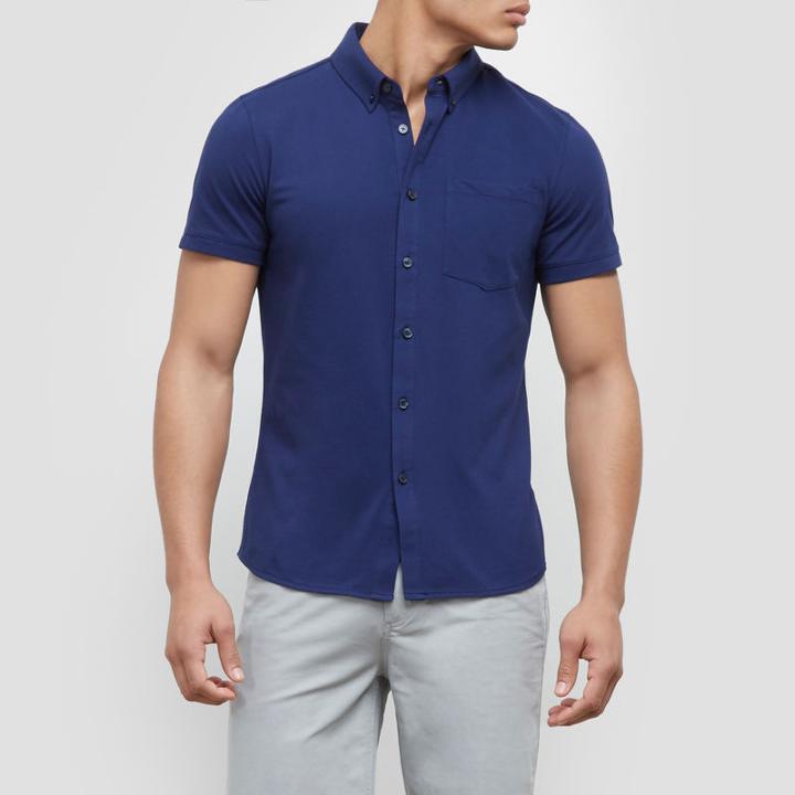 Kenneth Cole New York Button Front Polo Shirt - Ultramarine