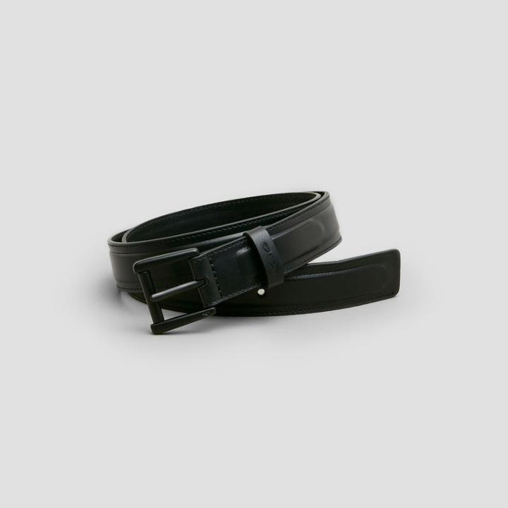 Kenneth Cole New York Leather Heat Creased Belt - Black
