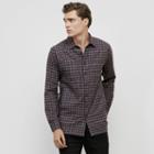 Kenneth Cole New York Heathered Plaid Button Front Shirt - Black
