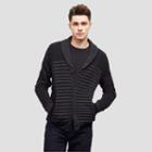 Reaction Kenneth Cole Shawl-collar Sweater With Ribbed Trim - Black