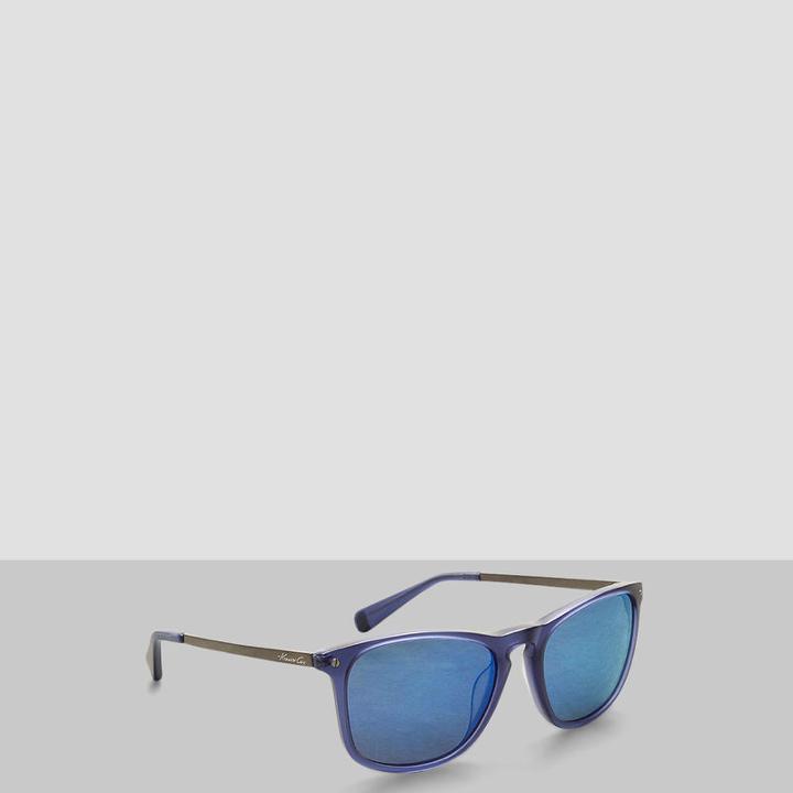 Kenneth Cole New York Plastic Sunglasses With Blue Lenses - Mblu/brownmr