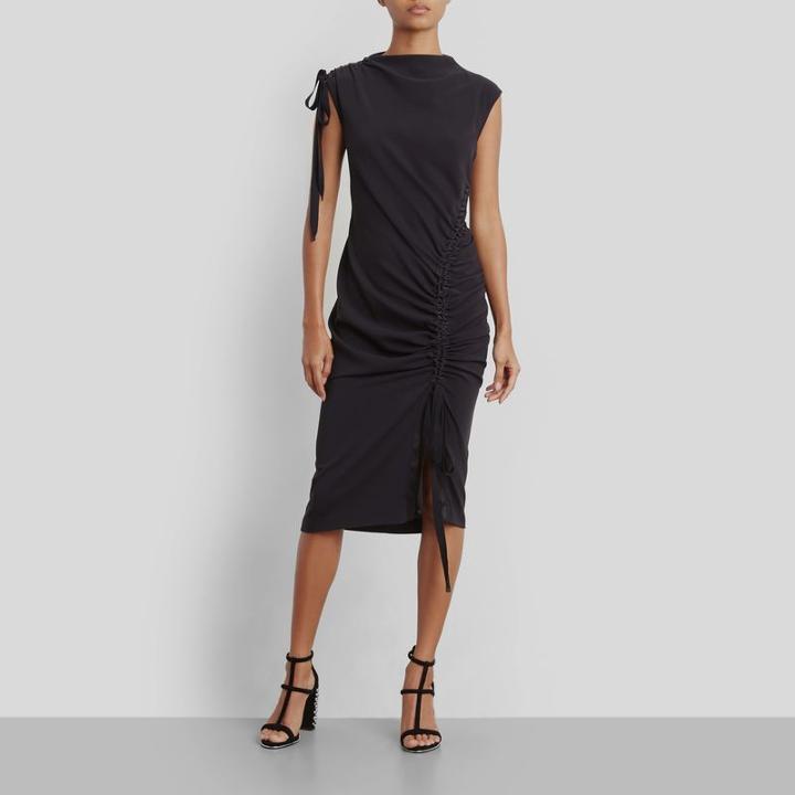 Kenneth Cole New York Curved Drawstring Dress - Black