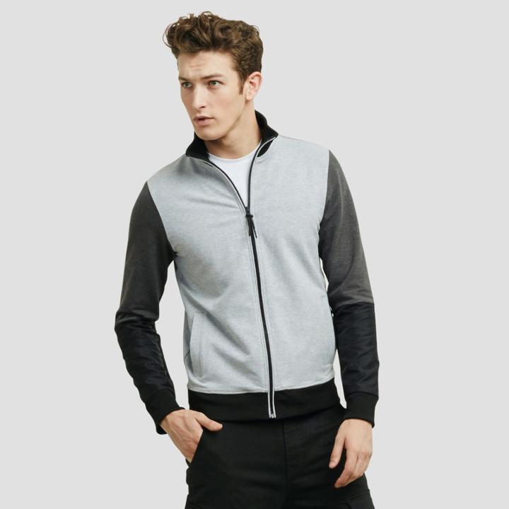 Reaction Kenneth Cole Full-zip Colorblocked Jacket - Heather Grey