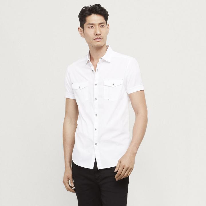 Kenneth Cole New York Short-sleeve Solid Shirt - White