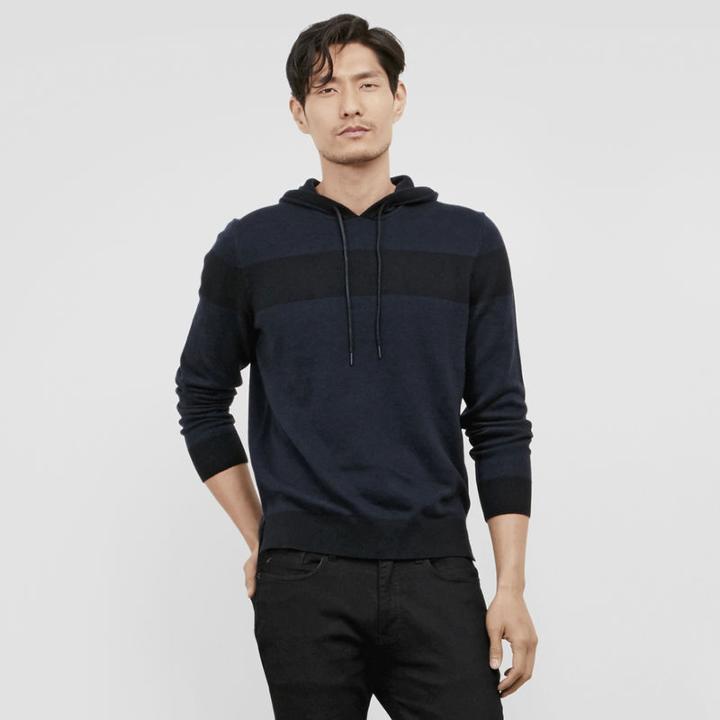 Kenneth Cole New York Bird's Eye Print Pull-over Hoodie - Indigo