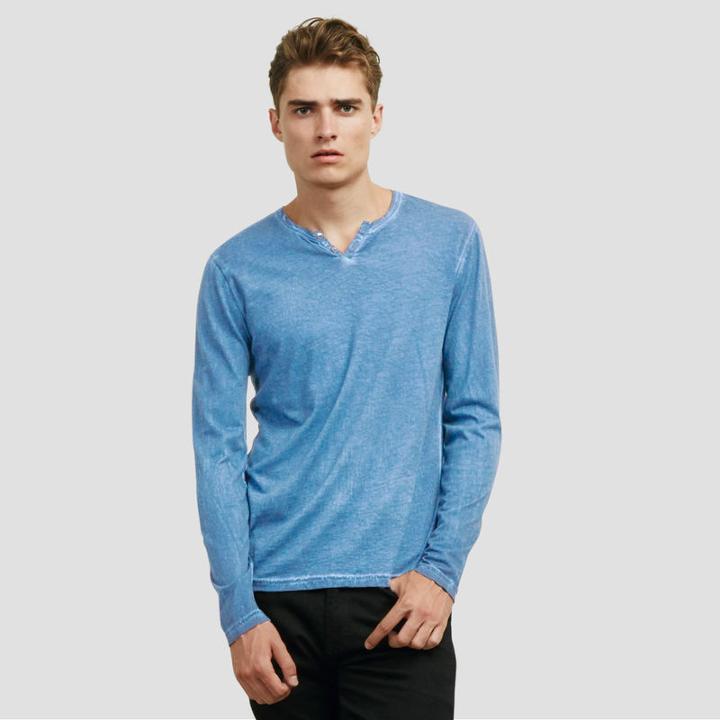 Kenneth Cole New York Long-sleeve Henley - Faded Blue