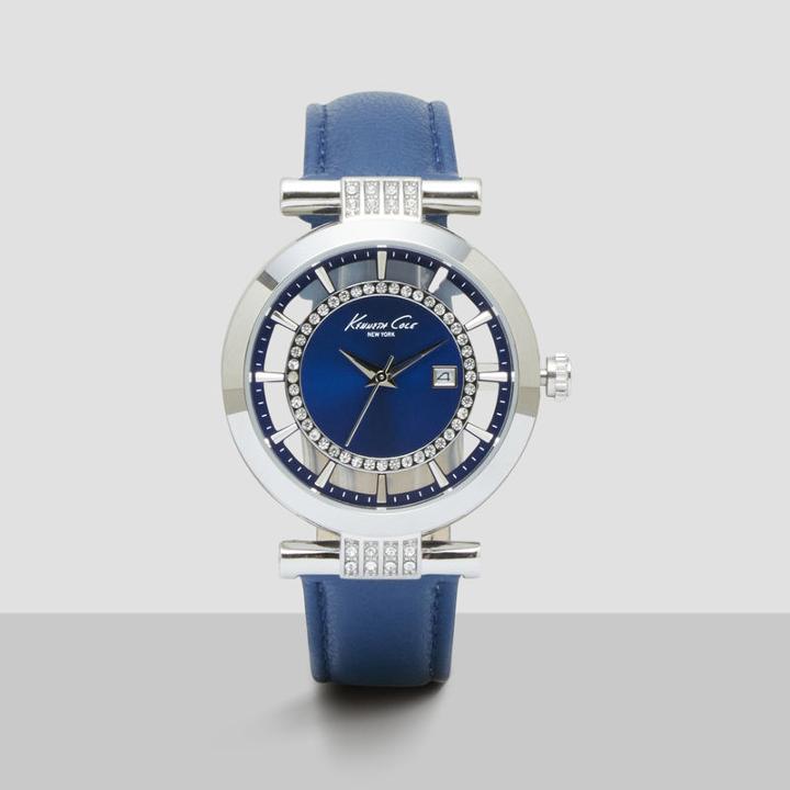 Kenneth Cole New York Silvertone Watch With Diamond Embellished Case - Neutral
