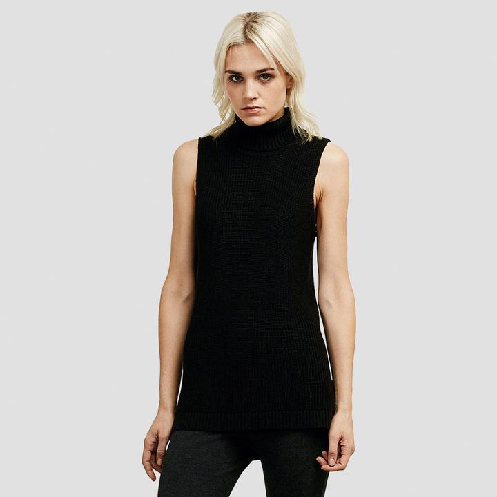 Kenneth Cole New York Sleeveless Turtleneck Sweater - Black