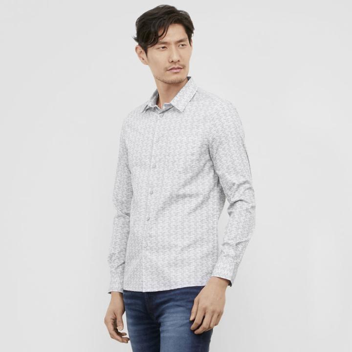 Kenneth Cole New York Long-sleeve Slim-fit Dot Print Shirt - Crimsoncombo