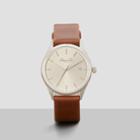 Kenneth Cole New York Silvertone Watch With Brown Leather Strap - Neutral