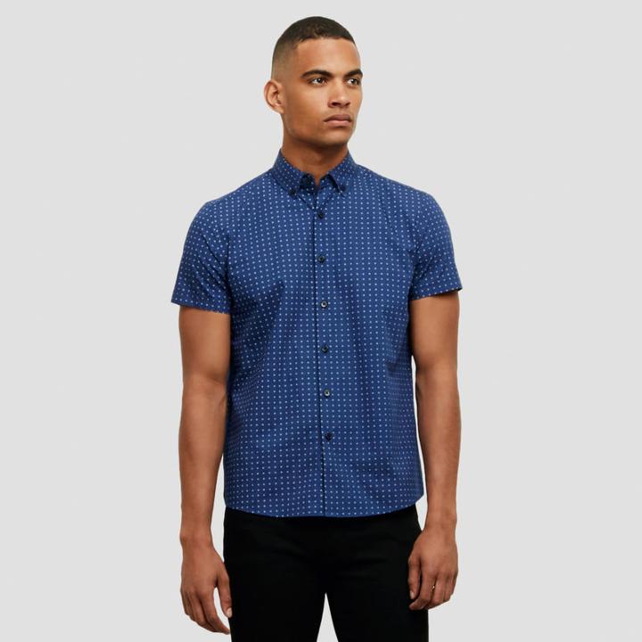 Kenneth Cole New York Short Sleeve Printed Button-front Shirt - White