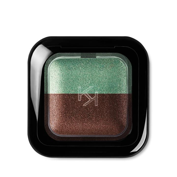 Kiko - Bright Duo Baked Eyeshadow - 07 Metallic Bamboo Green  - Pearly Wood