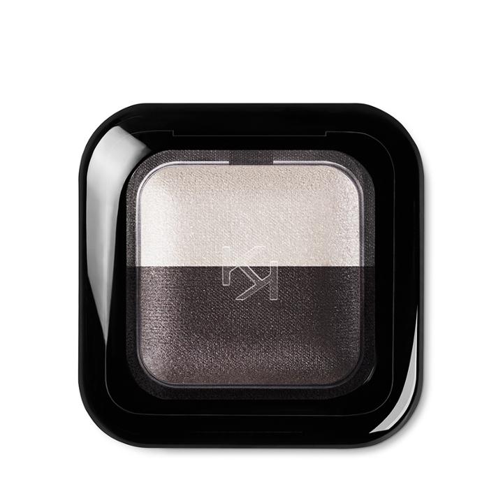 Kiko - Bright Duo Baked Eyeshadow - 22 Pearly White - Satin Graphite