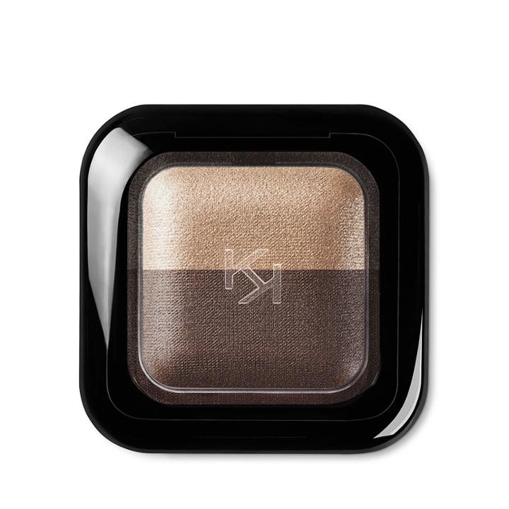 Kiko - Bright Duo Baked Eyeshadow - 05 Deep Gold - Satin Chocolate