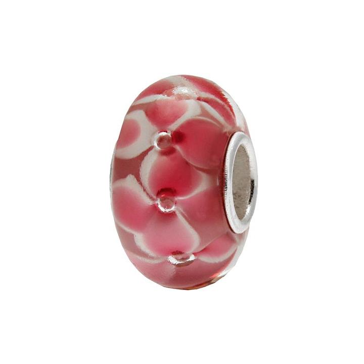 Individuality Beads Sterling Silver Floral Glass Bead, Women's, Red