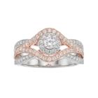 Lovemark Two Tone 10k Gold 3/4 Ct. T.w. Diamond Cluster Engagement Ring, Women's, Size: 7, White