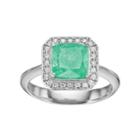 Sterling Silver Cubic Zirconia Square Halo Ring, Women's, Size: 6, Green