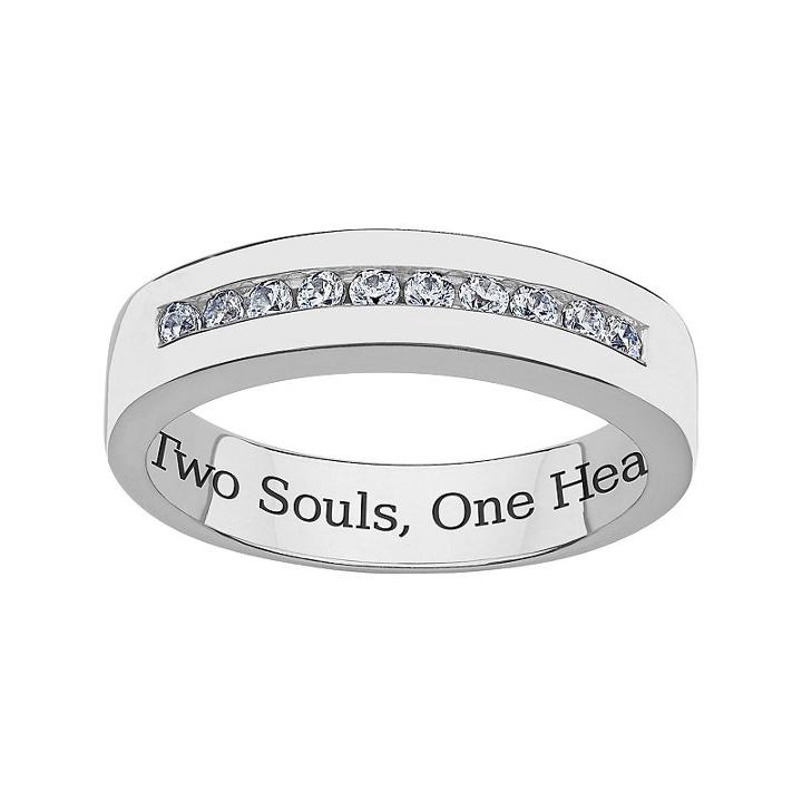 Sweet Sentiments Sterling Silver Cubic Zirconia Wedding Ring, Women's, Size: 8, White