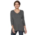 Women's Apt. 9&reg; Shark-bite Hem Ruched Tunic, Size: Small, Black