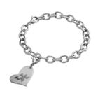 Fiora Stainless Steel Kentucky Wildcats Heart Charm Bracelet, Women's, Size: 8, Grey
