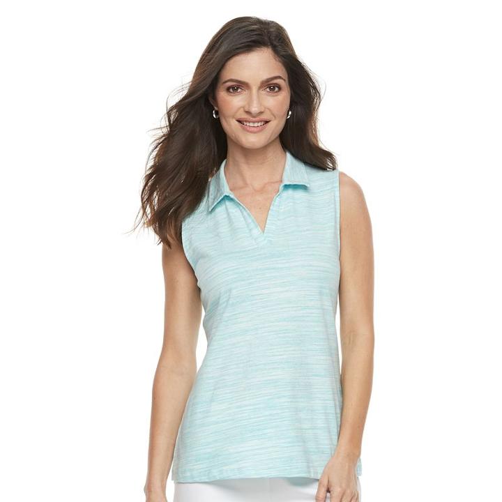 Women's Croft & Barrow&reg; Sleeveless Polo, Size: Xs, Turquoise/blue (turq/aqua)