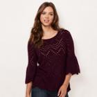 Women's Lc Lauren Conrad Eyelet Crewneck Sweater, Size: Medium, Red