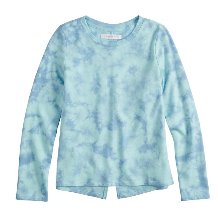 Girls 7-16 Harper & Elliott Split Back Pullover, Size: Large, Turquoise/blue (turq/aqua)