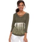 Petite Sonoma Goods For Life&trade; Lace-up Tee, Women's, Size: Xs Petite, Green