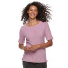 Women's Croft & Barrow&reg; Mitered Pique Top, Size: Medium, Pink