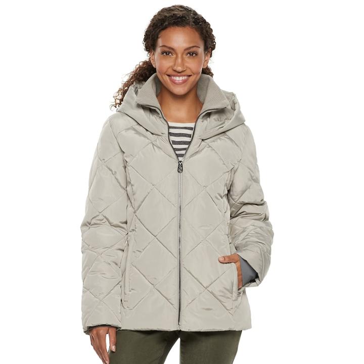 Women's Zeroxposur Suki Hooded Quilted Heavyweight Jacket, Size: Xl, Beige (champagne)