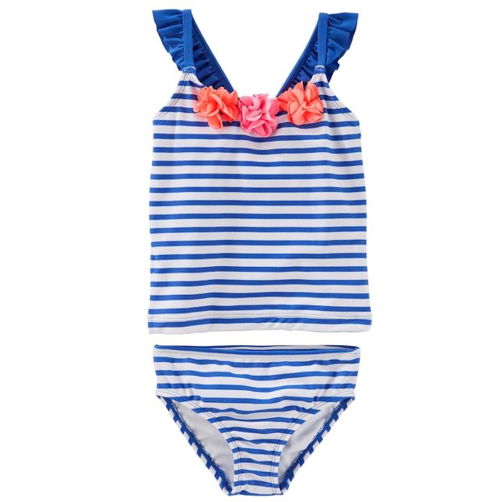 Baby Girl Oshkosh B'gosh&reg; Striped Tankini & Bikini Bottoms Swim Set, Size: 12-18 Month, White