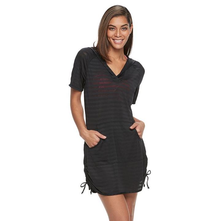 Women's Free Country Hooded Burnout Cover-up, Size: Large, Black