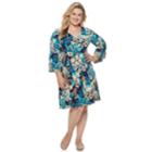 Plus Size Suite 7 Floral Fit & Flare Dress, Size: 2xl, Blue
