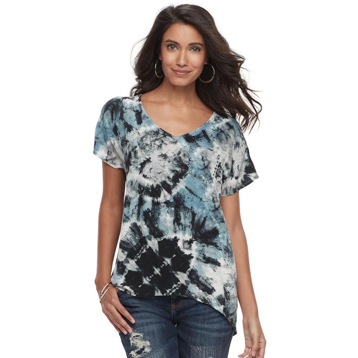 Women's Rock & Republic&reg; High-low Tee, Size: Medium, Blue
