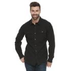 Marc Anthony, Men's Slim-fit Linen-blend Textured Button-down Shirt, Size: Xl, Black