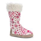 Muk Luks Women's Maleah Snowflake Knit Boot Slippers, Size: Medium, Dark Pink