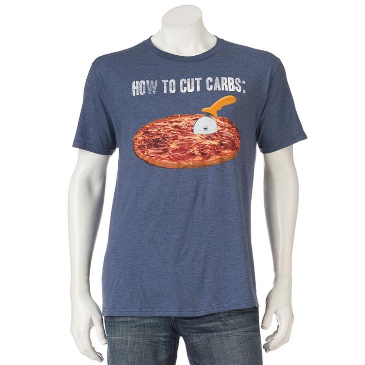 Men's How To Cut Carbs Pizza Tee, Size: Small, Med Blue