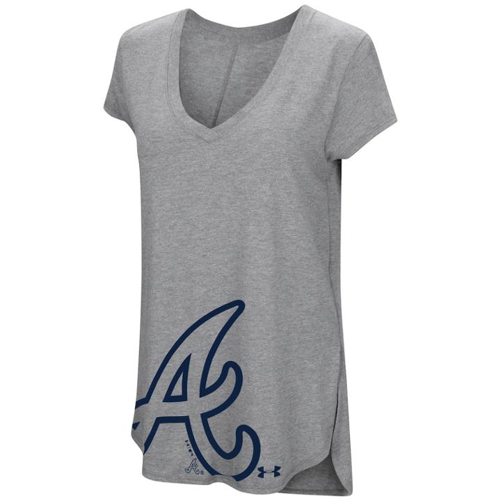 Women's Under Armour Atlanta Braves Pride Hem Graphic Tee, Size: Medium, Med Grey