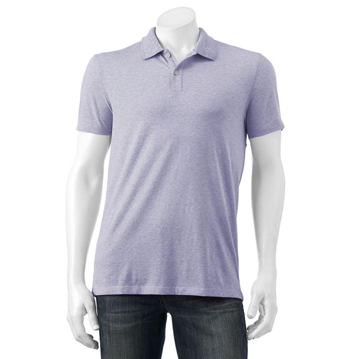Men's Apt. 9&reg; Jaspe Slim-fit Textured Polo, Size: Xlg Slim, Blue (navy)