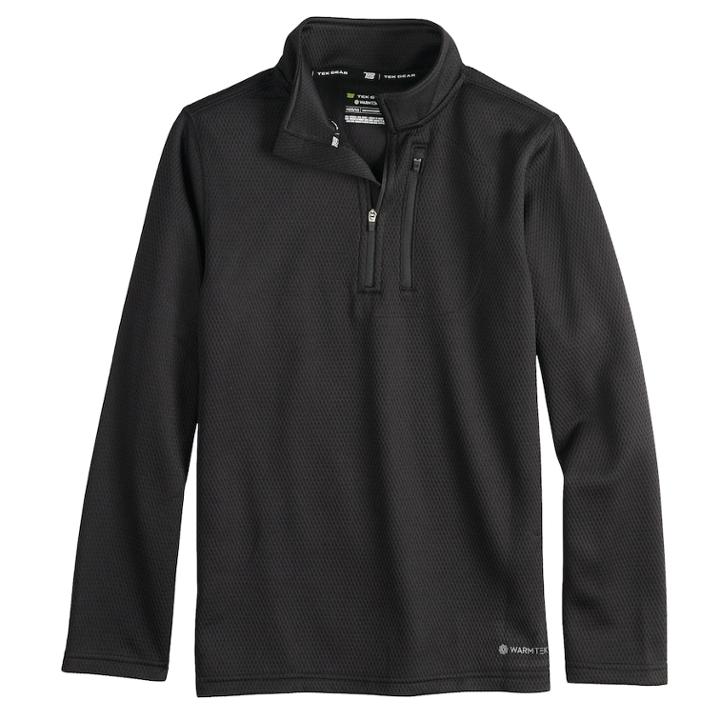 Boys 8-20 Tek Gear&reg; Thermal Fleece Quarter-zip Top, Size: S(8), Black