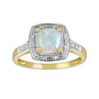 14k Gold Opal And Diamond Accent Frame Ring, Women's, Size: 7, White