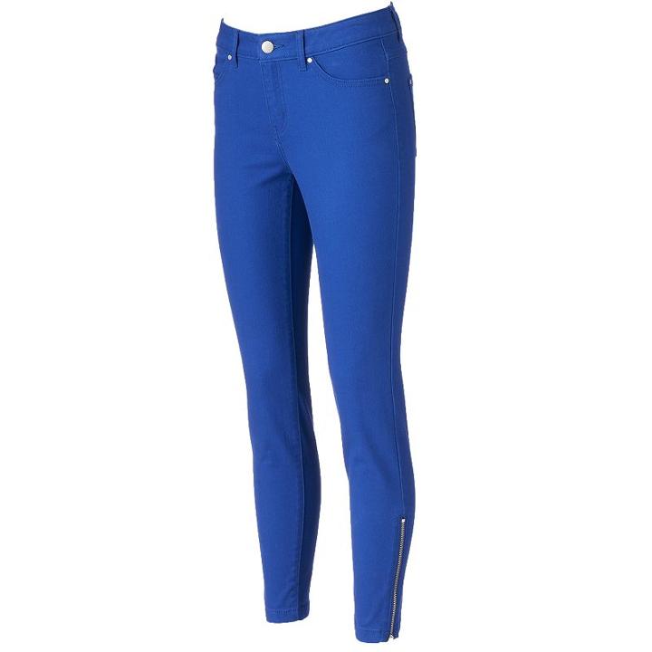 Women's Elle&trade; Zipper Ankle Skinny Jeans, Size: 8, Blue